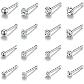 Monily 16pcs 20g Stainless Steel Nose Stud for Women 20g Nose Ring Surgical Steel for Men Body Piercing Jewelry