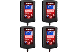 [4-Pack] 1.75A Car Battery Charger, 6V and 12V Smart Fully Automatic Battery Charger Maintainer, Trickle Charger, Battery Des