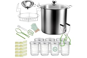Canning Pot Water Bath Canner Rack and Mason Jars 20 Quart Stainless Steel Stock Pots Canning Supplies Starter Kits 16 Piece 