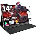 StarXnDa 14 inch Portable Monitor, 2560 * 1600p IPS Ultra-Slim Travel Monitor 100% sRGB HDR 400cd/m² Eye-Care HDMI Type-C Portable Screen for Laptop Mac Pc Phone