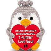 I Love You Anniversary Birthday Valentines Day Gifts for Wife Husband Boyfriend Girlfriend Couple Fiancee, Engagement Christmas Wedding Romantic Gift for Her Him, Cute Handmade Crochet Penguin Decor