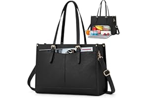 RAINSMORE Lunch Tote Bag for Women 15.6 Inch Laptop Bag with Insulated Lunch Compartment Leather Quilted Computer Tote for Teacher Work