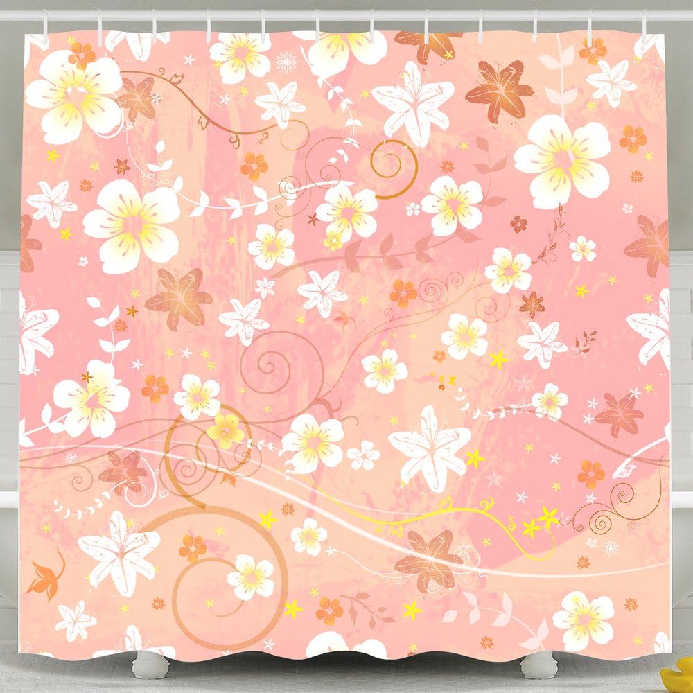 Custom Wallpaper Texture Pattern Polyester Fabric Shower Curtain With Hook