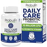Probulin Daily Care Probiotic Supplement, Digestive, Gut, and Immune Health Support Capsules for Men and Women, 10 Billion CFU, Vegan, 60 Count Bottle