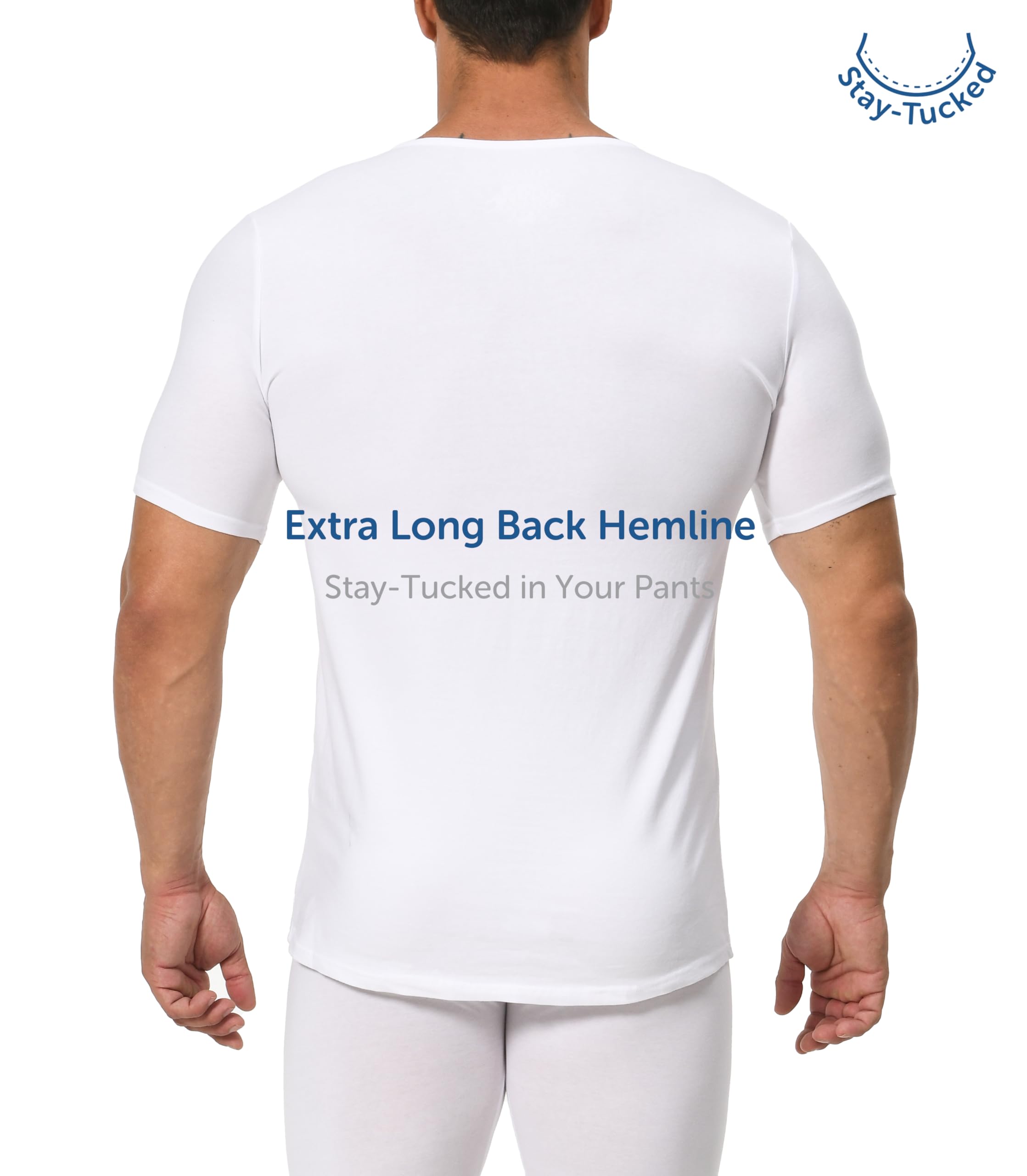Comfneat Herren 3-Pack Elastisch T-Shirts V-Ausschnitt Baumwolle Elasthan Unterhemden (White V-Neck 3-Pack, L) 4