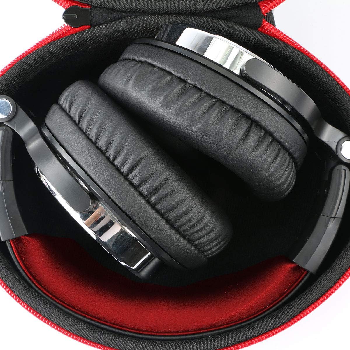 Khanka Headphone Case for OneOdio Over Ear Headphones Closed Back Studio DJ Headphones Bluetooth Headset, Case Only (Red zipper) - Image 4