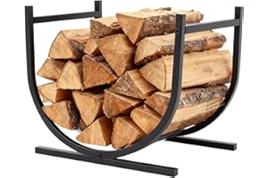 SMUG 17 Inch Firewood Rack Holder, Heavy Duty Logs Holder for Indoor Fireplace, Outdoor Metal Wood Pile Storage Stacker Organizer, Patio Logs Stand tool