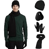 Winter Hat Scarf Gloves and Ear Warmer Set, Warm Beanie Knit Long Scarf Touchscreen Gloves Set Gifts for Women and Men
