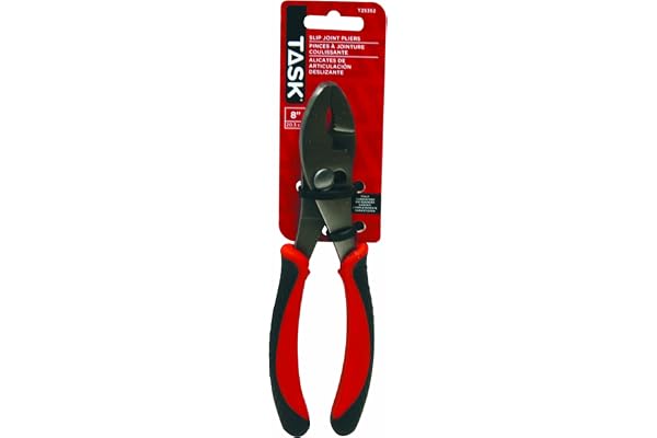 Task Tools T25352 Slip-Joint Pliers, Rubber Grip, 8-Inch