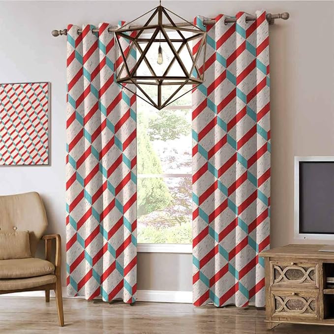 Abstract 100 Blackout Window Curtain Panel Isometric Rectangular