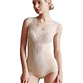 Rosemary Kiss Women's Shapewear Tummy Control Bodysuit Built-in Bra Ultra Firm Lace Corset Sleeveless Body Shaper
