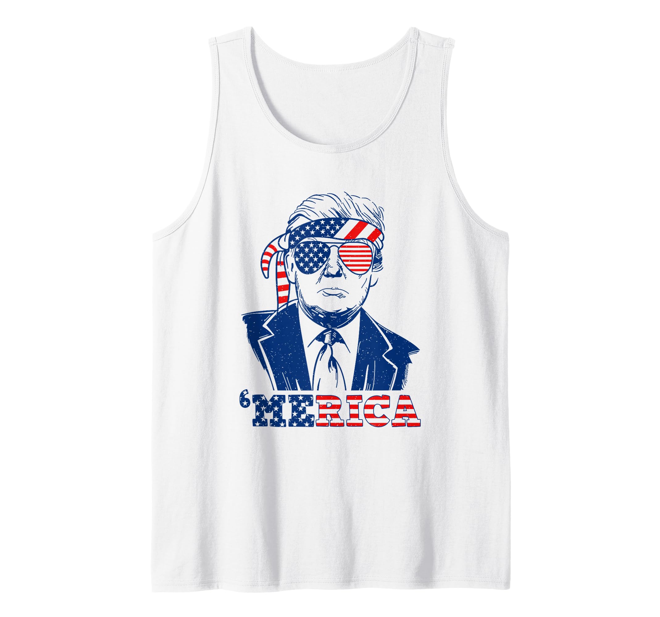 Photo 1 of 'MERICA TRUMP Happy 4th Of July Trump American Flag Funny Tank Top
