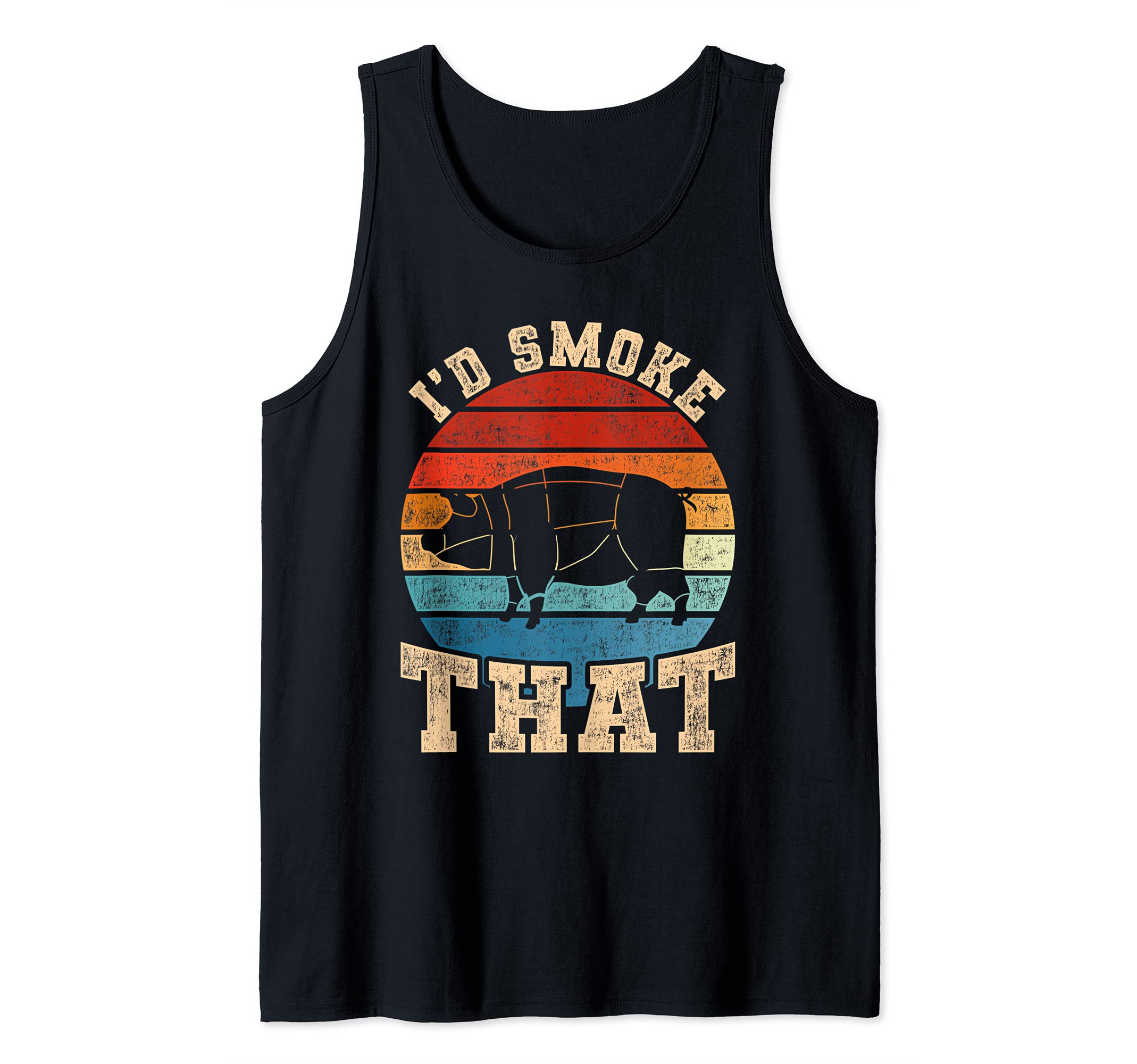 Smoking Pork Steak Grilled Meat BBQ Chef Funny Barbecue Tank Top