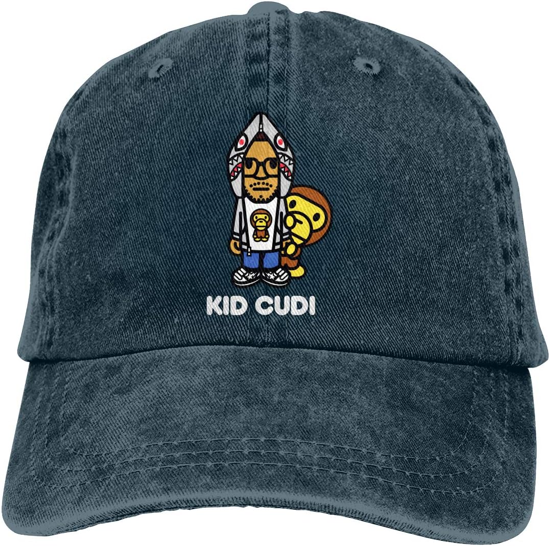 LYDIA MISTRY Kid Cudi Printed Hat Washed Adjustable Cowboy Hat Cowboy Baseball Cap Unisex Black