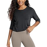 ODODOS Women's Cropped T-Shirt - Ultra Soft Short Sleeve Top Crew Neck Relaxed Fit Casual Tee for Everyday Wear