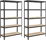 SONGMICS 5-Tier Heavy-Duty Shelving Units Set of 2 60 x 120 x 200 cm Black
