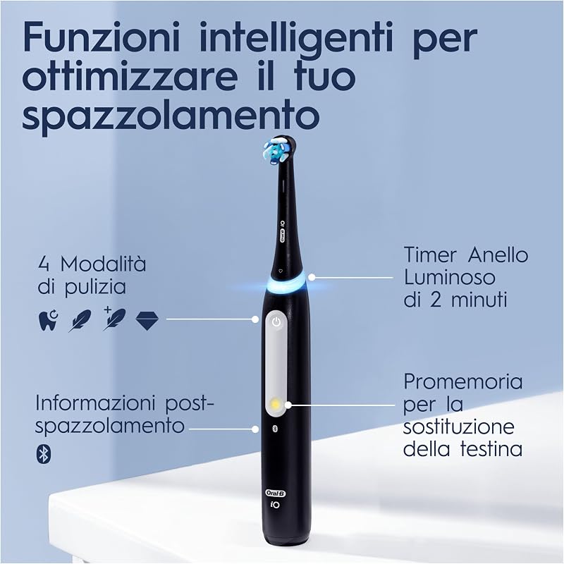Spazzolino Elettrico Ricaricabile iO 4 Nero, 1 Testina Di Ricambio, 1 Custodia Da Viaggio. 1 Spazzolino