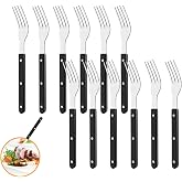 Uniturcky Black Handle Dinner Forks Silverware Set, 12-piece Stainless Steel Forks with Acrylic Handle, Rivets Design, Resuable Salad Forks for Home Kitchen Party Restaurant, 8.2 Inch