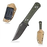 SDOKEDC Knives DC53 Steel EDC Tactical Fixed Blade Knife G10 Handle with kydex sheath for Men Camping Survival Hunting Outdoor (Black+Green)