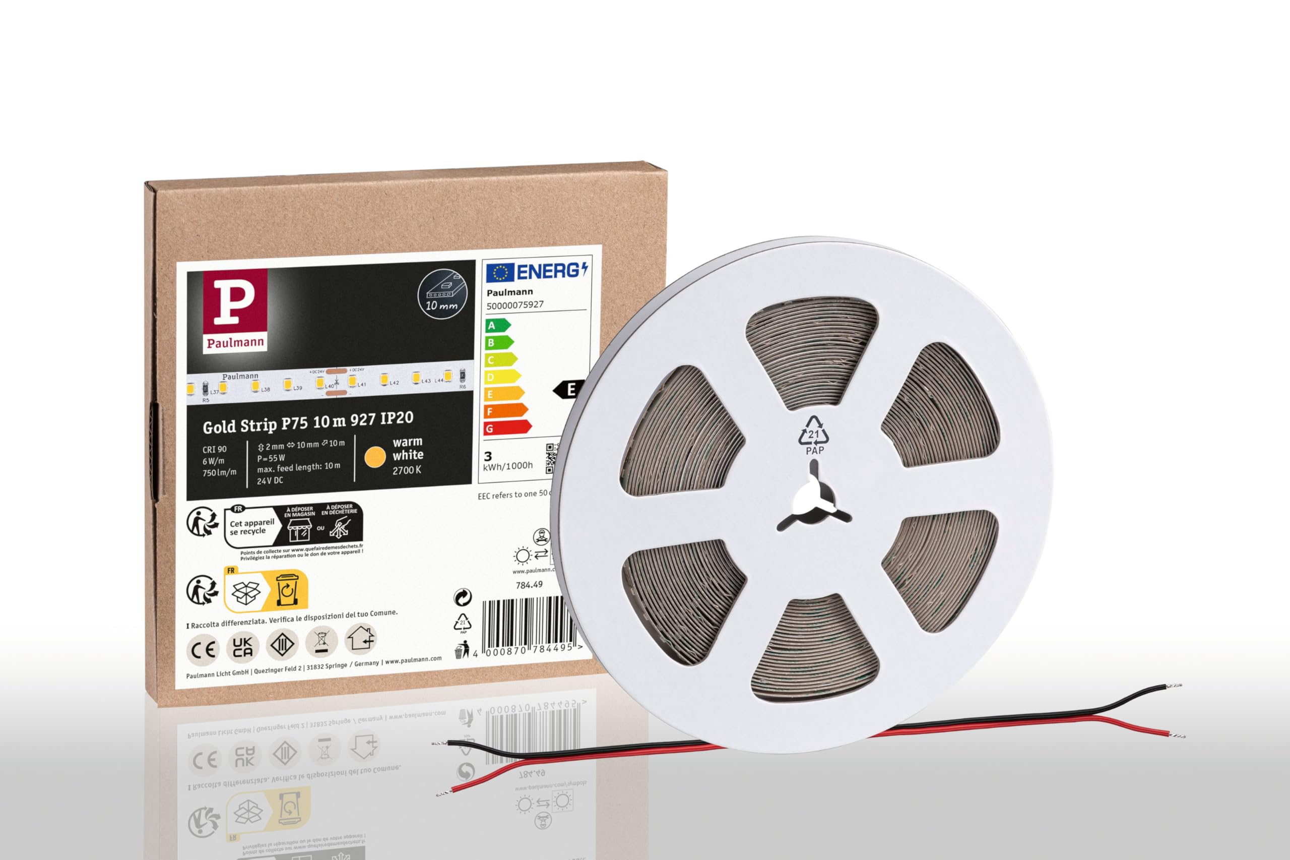 Paulmann 78449 Pro LED Strip Gold P150 927 10m 55W 750lm/m 96 LEDs/m 2700K LED Strip