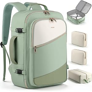 HOTOR Travel Backpack Women, 3 Packing Cubes Carry on Luggage | TSA-Friendly 15.6inch Laptop Personal Item Travel Bag Essenti