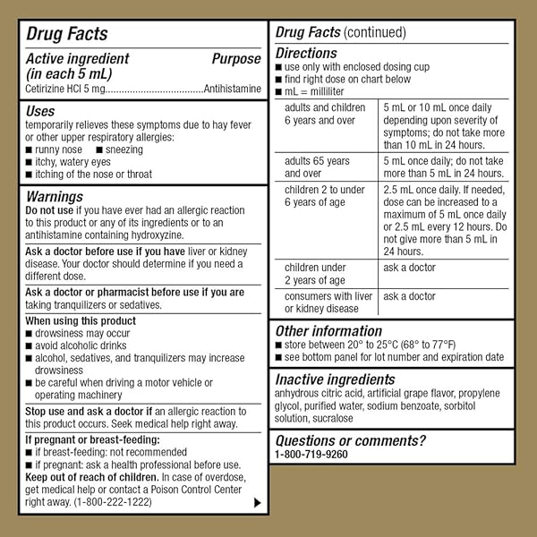 GOODSENSE CHILDREN’S ALL DAY ALLERGY, CETIRIZINE HYDROCHLORIDE ORAL SOLUTION 1 MG/ML, GRAPE FLAVOR, 4 FLUID OUNCES
