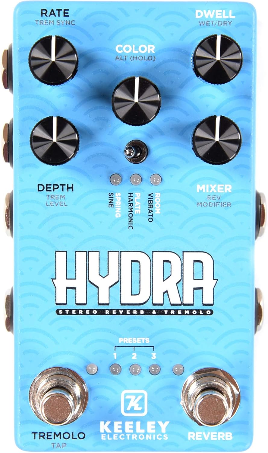 Keeley Electronics - 'Hydra' Spring, Plate & Room Reverbs, Sine, Harmonic, Vibrato Tremolos, Blue