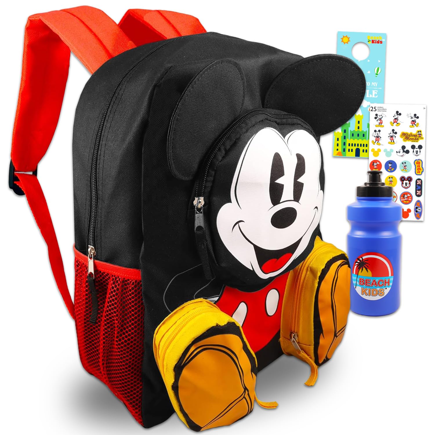 Photo 1 of ***(USED/ UNKNOWN IF MISSING PARTS)***Disney Mickey Mouse Backpack for Boys Set - Bundle with 16 School Backpack with Water Bottle, Stickers, More | Mickey School Bag for Kids