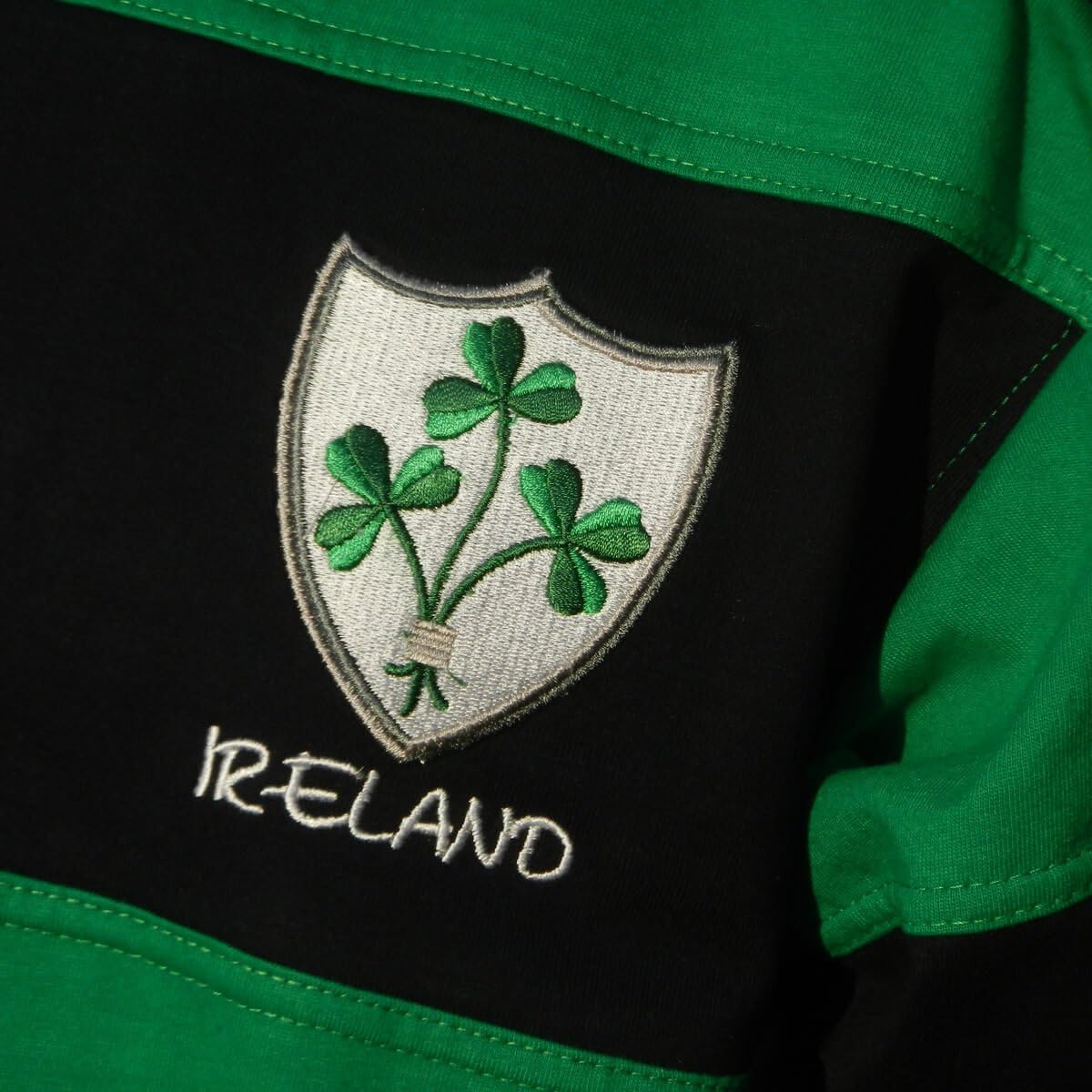 Malham Irish Rugby Shirt Men, Green Blue Shamrock Crest, Irish Fan Shirt.: Clothing