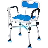 Modundry Adjustable Heavy Duty Shower Chair with Arms &amp; Back, 450 lb | Non-Slip Silicon Pad Bariatric Shower Seat with Reinforced Crossbars, Shower Chair for Elderly and Disabled