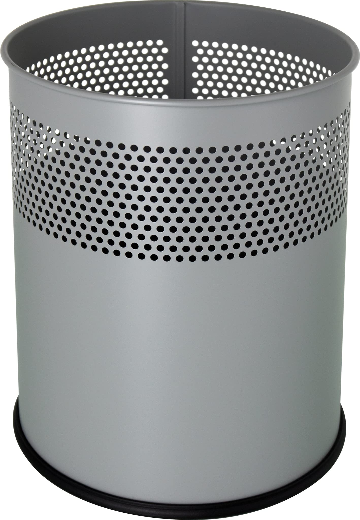 Helit H2515787 Waste Paper Bin 15 L Capacity Metal Perforated Design Aluminium Grey