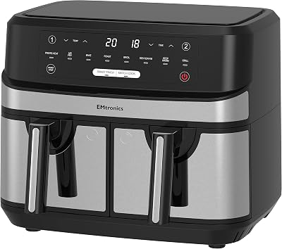 EMtronics Dual Air Fryer 9L 1750W 8 Pre-Set