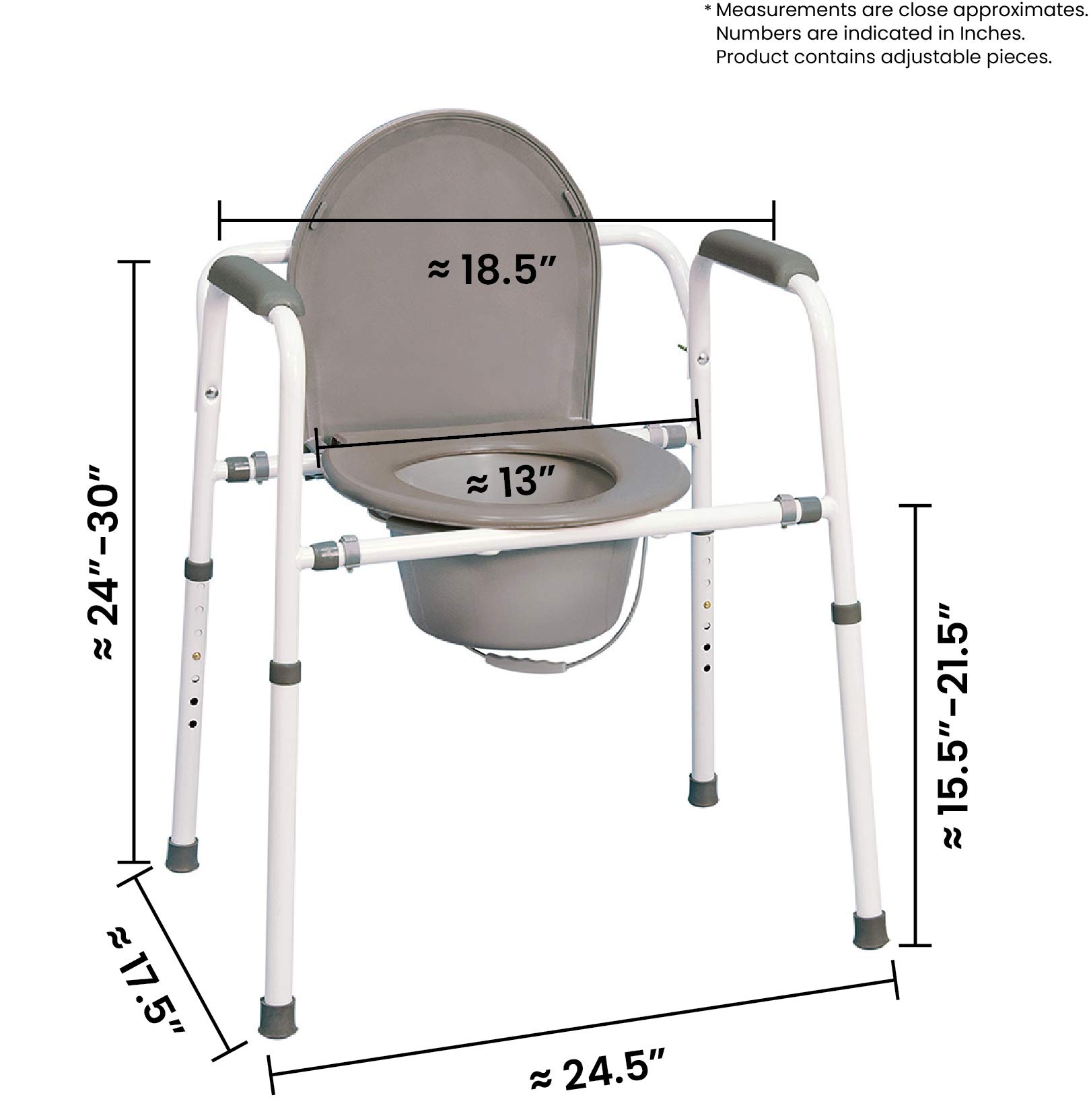 MedPro Homecare Commode Chair With Adjustable Height, Convenient And
