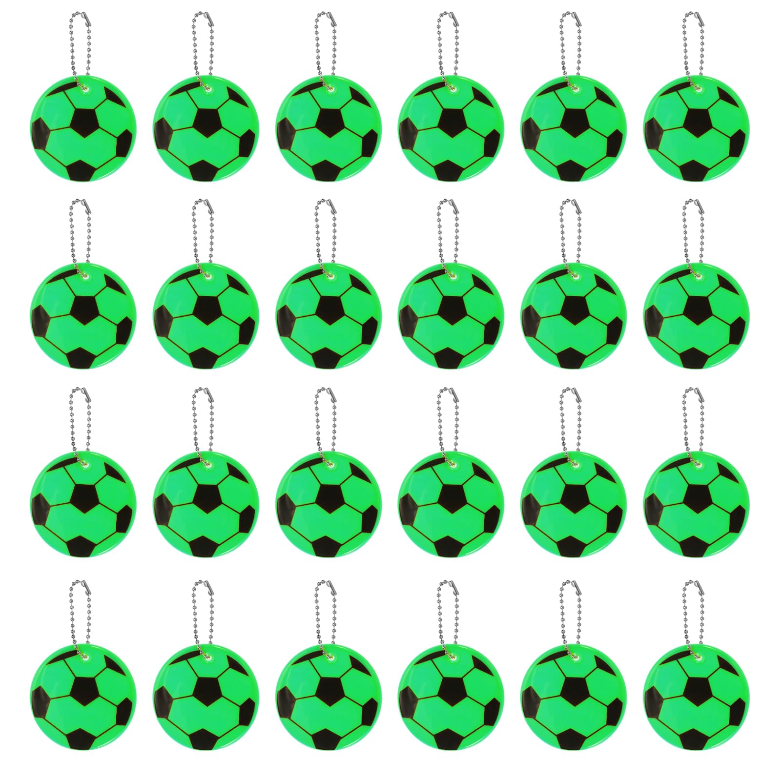 PATIKIL Reflective Keychain Tags, 24 Pack Reflective Football Pendant PVC High Visibility Reflector Tags Waterproof Safety Reflector for Backpack Handbag, Green