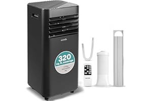 SereneLife 10,000 BTU Portable Air Conditioner, 115V Compact Room Air Conditioner with Dehumidifier & Fan, Window Mount Kit Included, Mini AC Unit for Bedroom, Office, or Home, Black