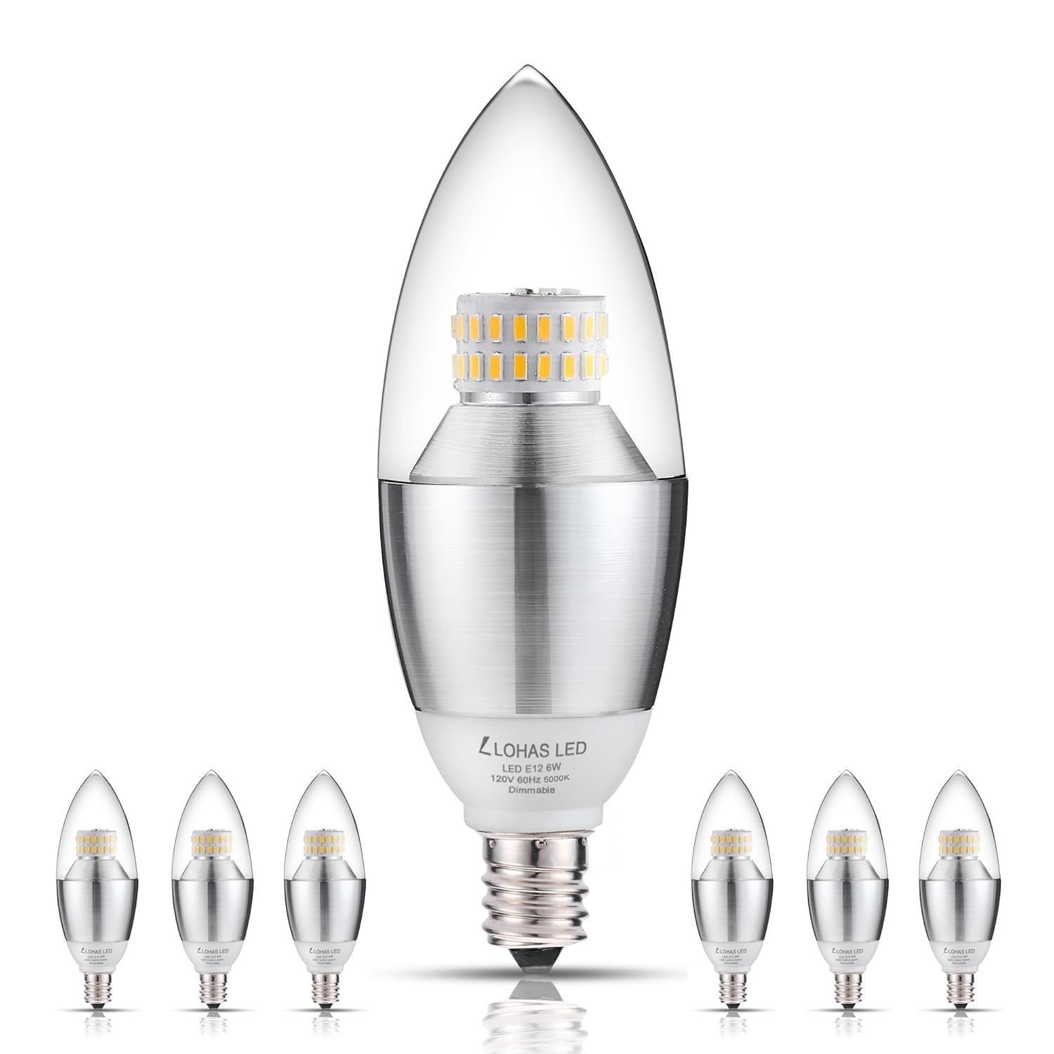 LOHAS Candelabra Bulbs, LED Bulbs Dimmable, 6W (60 Watt Equivalent