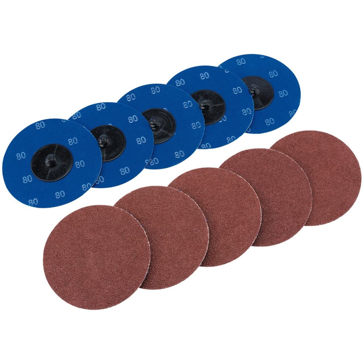 Draper SD3AB 80 Grit Aluminium Oxide Sanding Discs, Blue, 75 mm, Set of 10 Piece