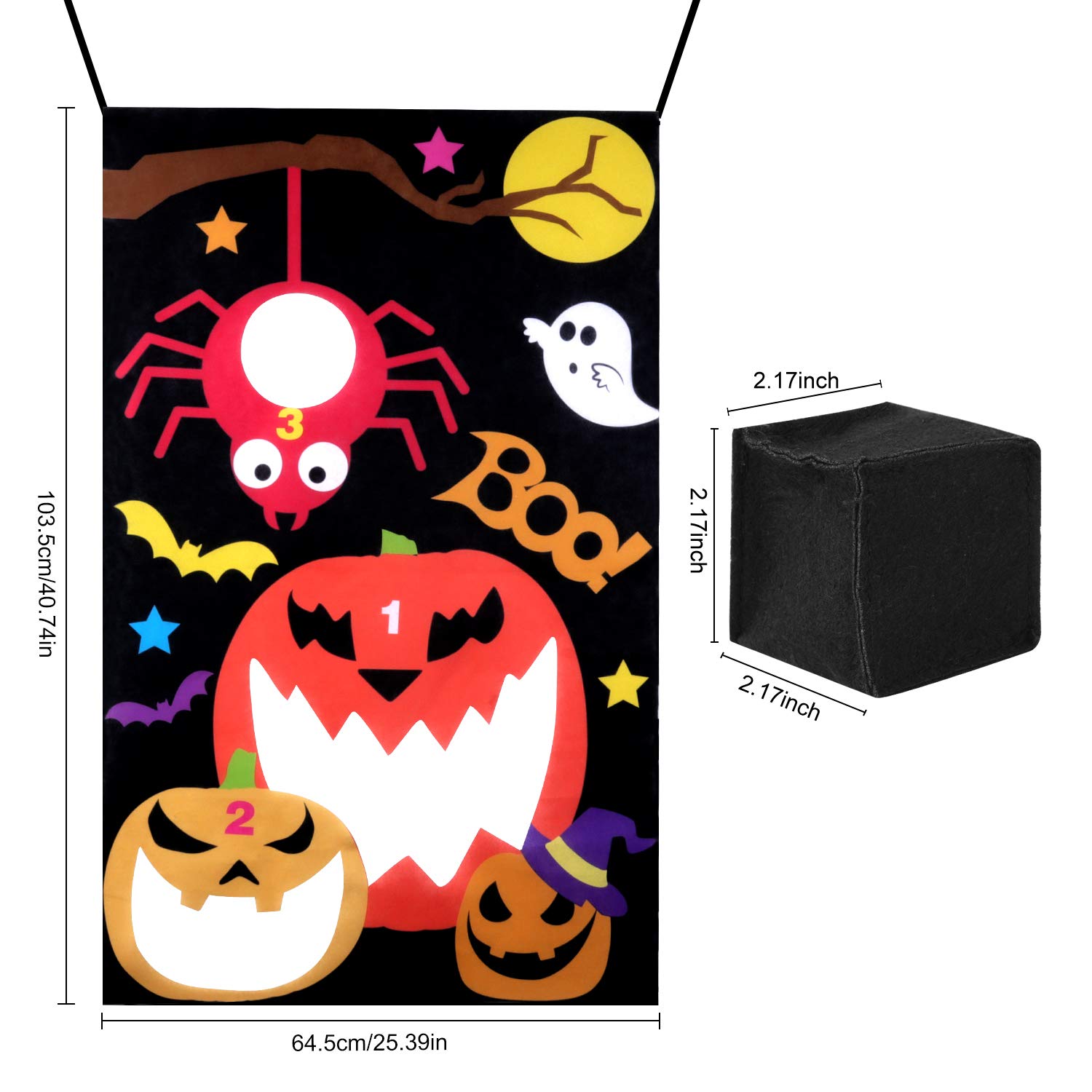 B bangcool Pumpkin Toss Game with 3 Bean Bags, Halloween Carnival Parties Games Outdoor Fun Acivities for Kids and Adults (Red)