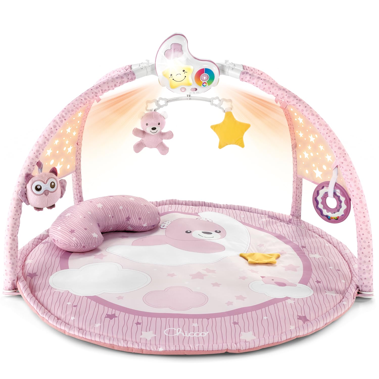 Chicco Enjoy Colours, 3-in-1 Pink Multifunction Electronic Toy with Play Mat, Star Projector, Removable Night Light and Relaxing Music – Baby Toys 0+ Months