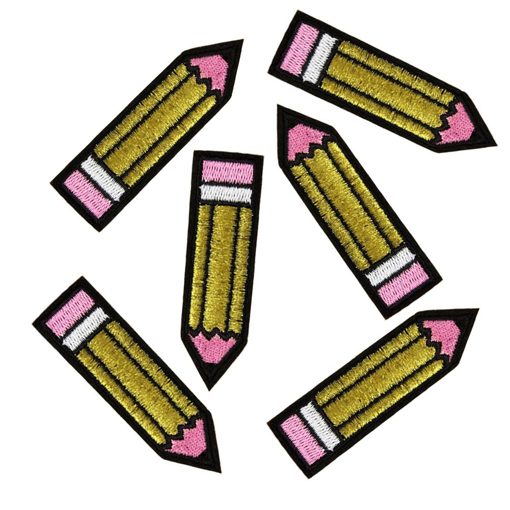 XUNHUI Pencil Punk Iron On Patch Clothes Patch for Clothing Embroidered Patch Garment Apparel Accessories 6 Pieces