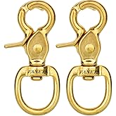 Faneta Quality Solid Brass 2-3/4" Trigger Snap Hooks 5/8" Swivel Round Eye Scissor Snap Clips Heavy Duty for Pet Leashes, Purse Straps and Belting Leathercraft (Pack of 2)