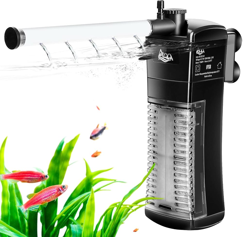 AQQA Internal 3 in 1 Submersible Aquarium Filter Pump 15-40L S