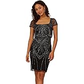 Adrianna Papell Womens Beaded Popover Dress