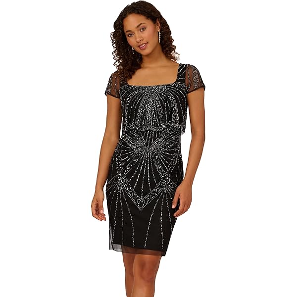 Amazon.com: Adrianna Papell Women's Beaded Cocktail Dress, Black/Gunmetal,  4 : Clothing, Shoes & Jewelry