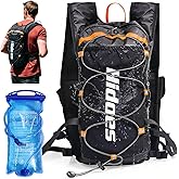 Lightweight Hydration Backpack with 2L Hydration Bladder & Compass & Whistle, Touch Phone Pocket, Breathable Reflective Hydro Water Backpack for Hiking Cycling Running Hydration Pack for Men Women