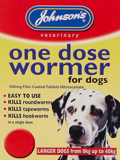 Johnsons One Dose Easy Wormer for Dogs and Puppies 8-40 kg