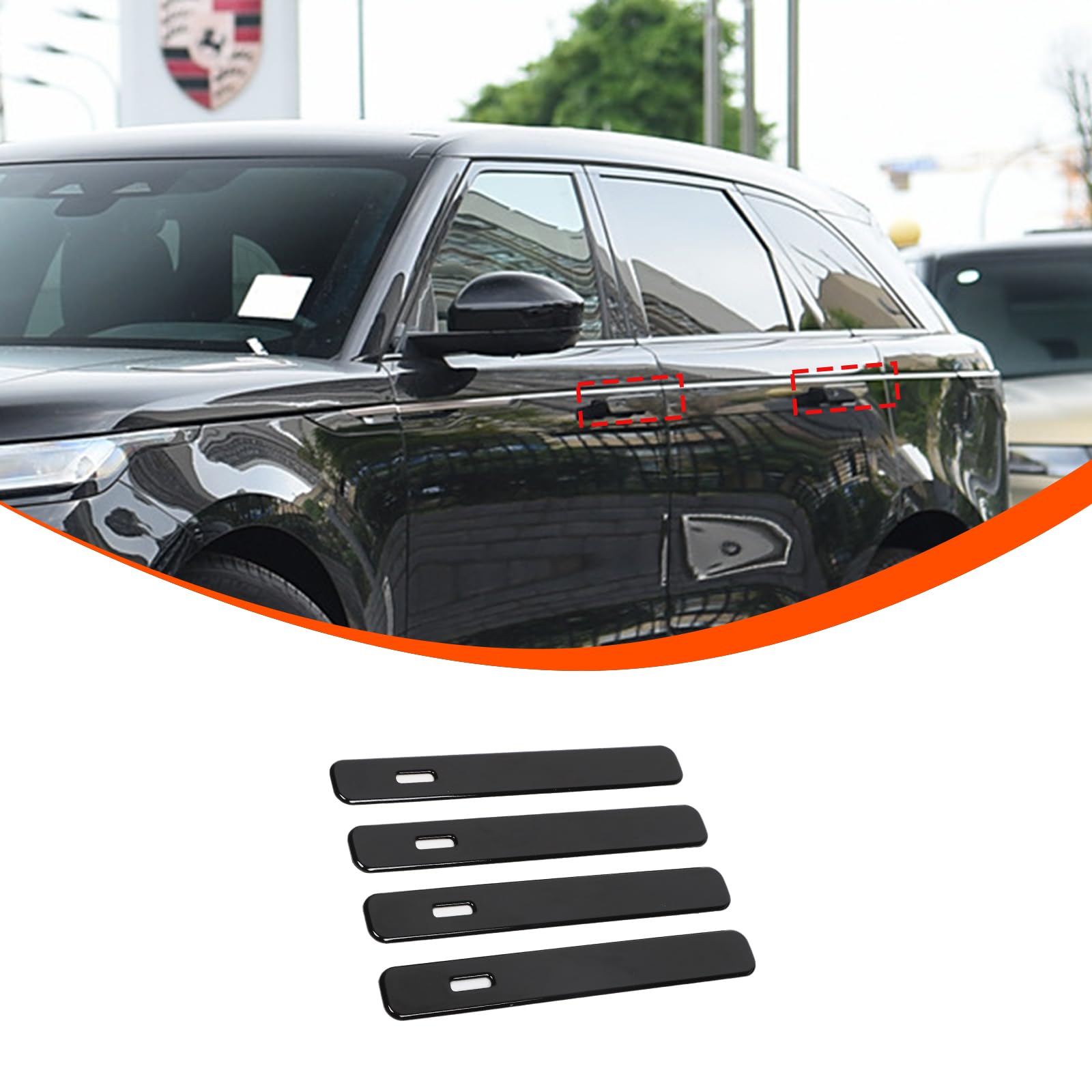 Photo 1 of TINKI Car Exterior Door Handles Cover Trim Compatible with LR Range Rover Velar 2017 2018 2019 2020, Auto Door Handles Cover Outer Door Handles Protector Trim Decor Covers Accessories (Glossy Black)