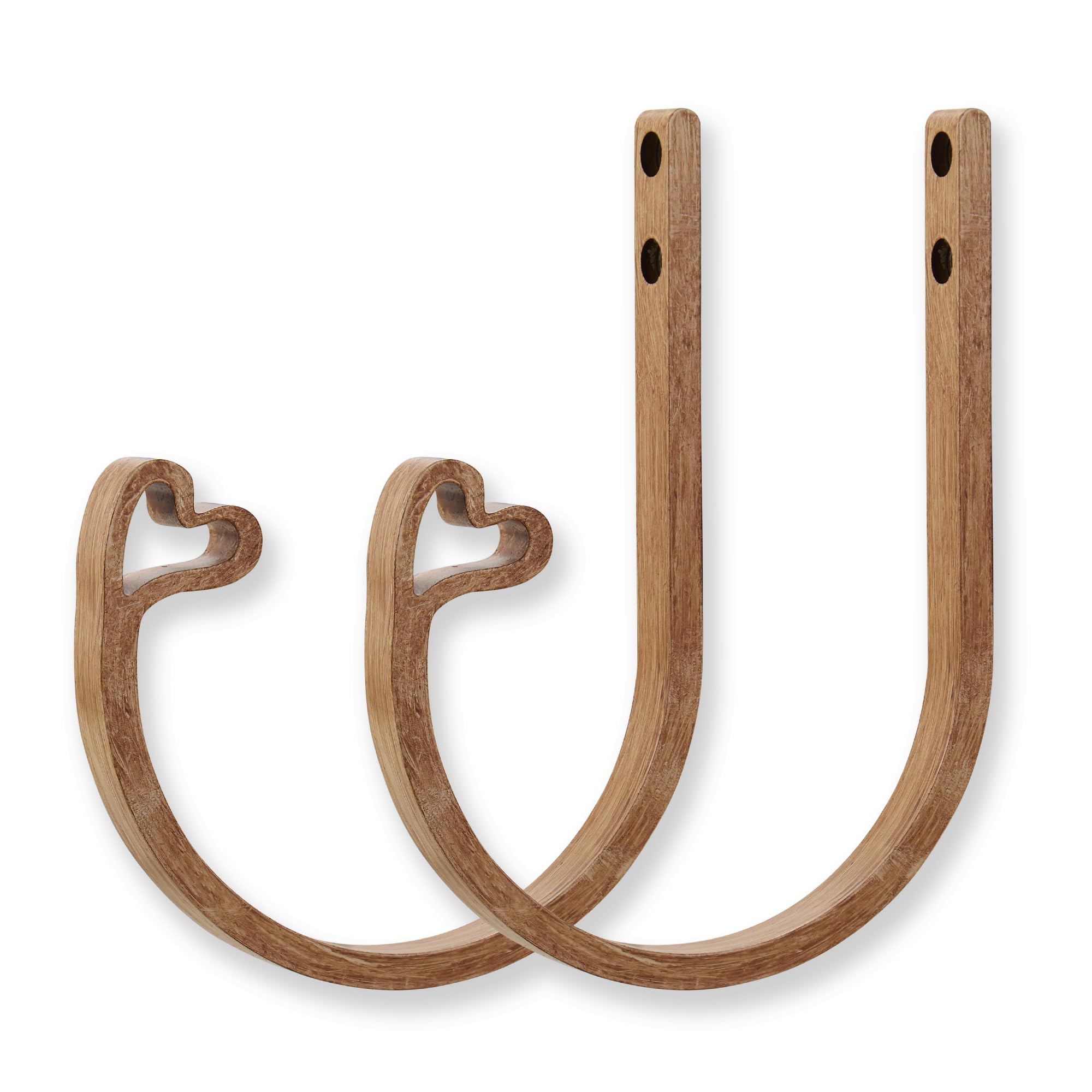 Photo 1 of 2Pcs Curtain Holdback,Premium Solid Aluminum Wall Mounted Curtain Tiebacks,Rust-Proof,Brown Wood Grain