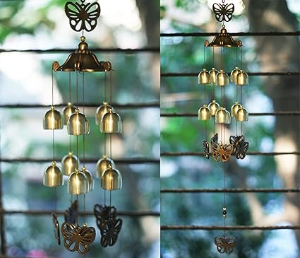 Paradigm Pictures Feng Shui Items Wind Chimes for Home Decoration Positive Energy with Good Sound (Brass, 10)
