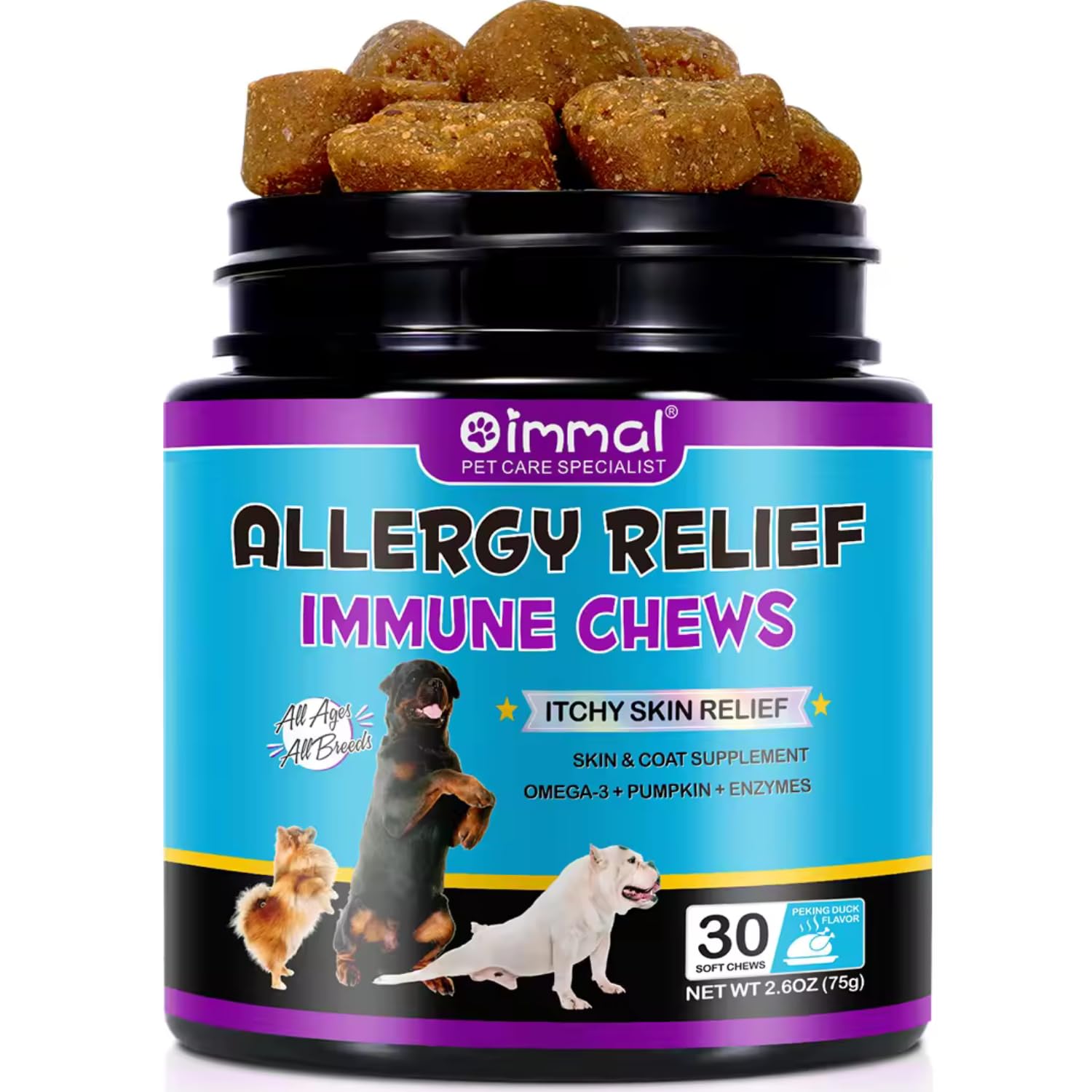 Sanrik Dog Allergy Relief Chews, Allergy Tablets for Dogs, Itch Remedies for Dogs with 30 pcs, Dog Anti Itchy Skin Relief, Immunity Treats for All Dogs